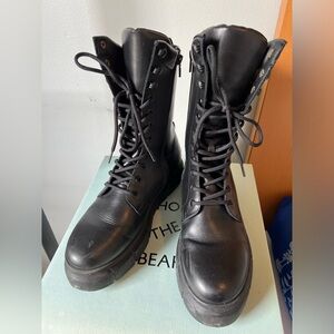 Vega Black Leather Lace up Boots
